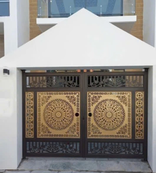 Cổng Sắt CNC Mặt Trống Đồng – Mẫu KD265 | 2 Cánh Đối Xứng, Phù Hợp Biệt Thự, Nhà Phố Sang Trọng