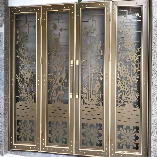 Cửa sắt CNC Tứ Quý KD010 – Họa tiết nổi bật Tùng Cúc Trúc Mai